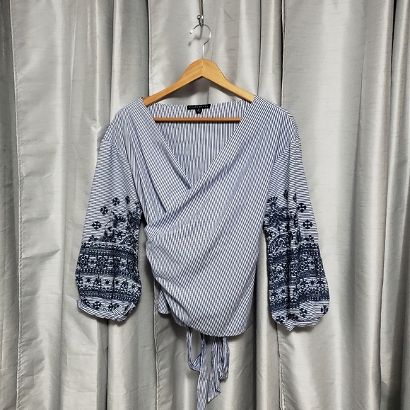 Haute Monde Tops - Haute Monde • Wrap Embroidered Blouse